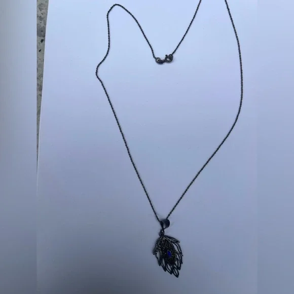 925 Sterling Silver Necklace & Pendant Italy chain vintage blue stone - Picture 9 of 16